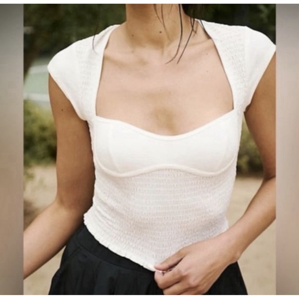 Free People FP Movement Strike A Pose Top White Athletic Size Large
